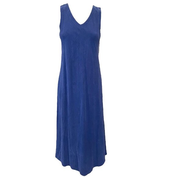 VTG Tianello Sleeveless Maxi Dress Tencel-Rayon Boho Lagenlook S Blue #275F - Picture 1 of 8